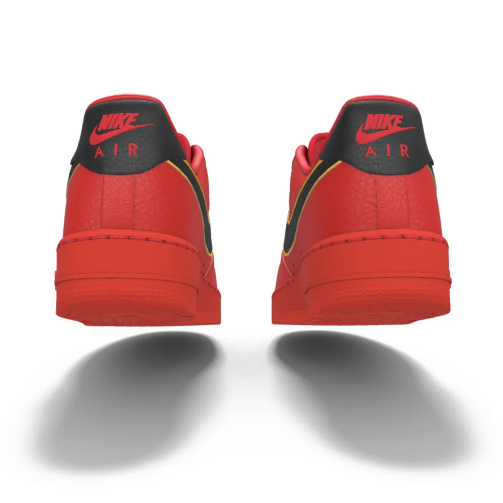 $195 NIB NEW Mens NIKE Air Force 1 Low Red Black & Gold Custom Leather Shoes