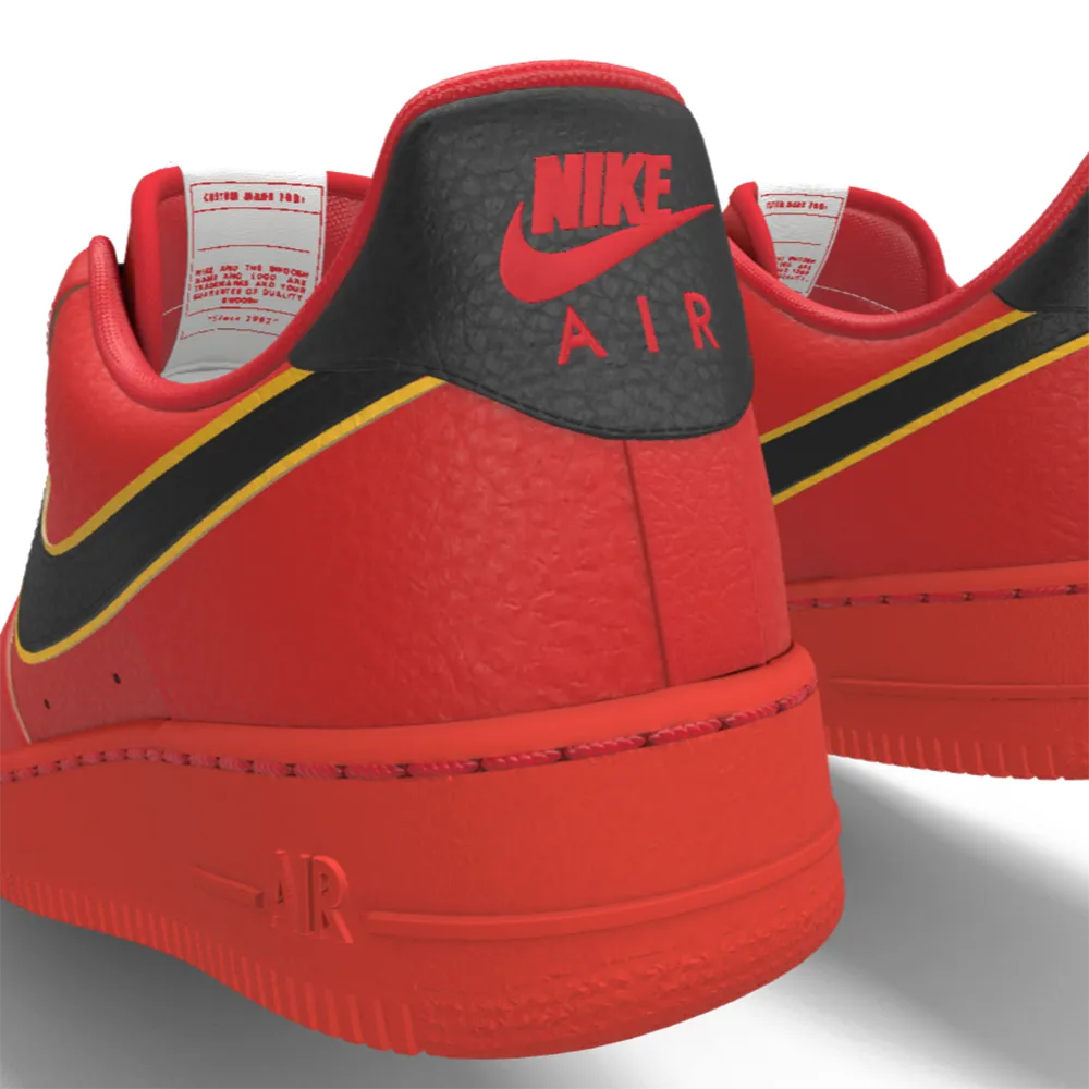 $195 NIB NEW Mens NIKE Air Force 1 Low Red Black & Gold Custom Leather Shoes