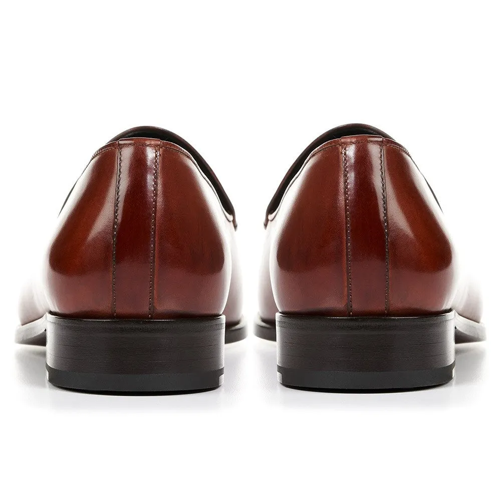 6 CM/2.36 Inches CMR CHAMARIPA Handcrafted Height Increasing Shoes Brown Leather Loafers for a Subtle