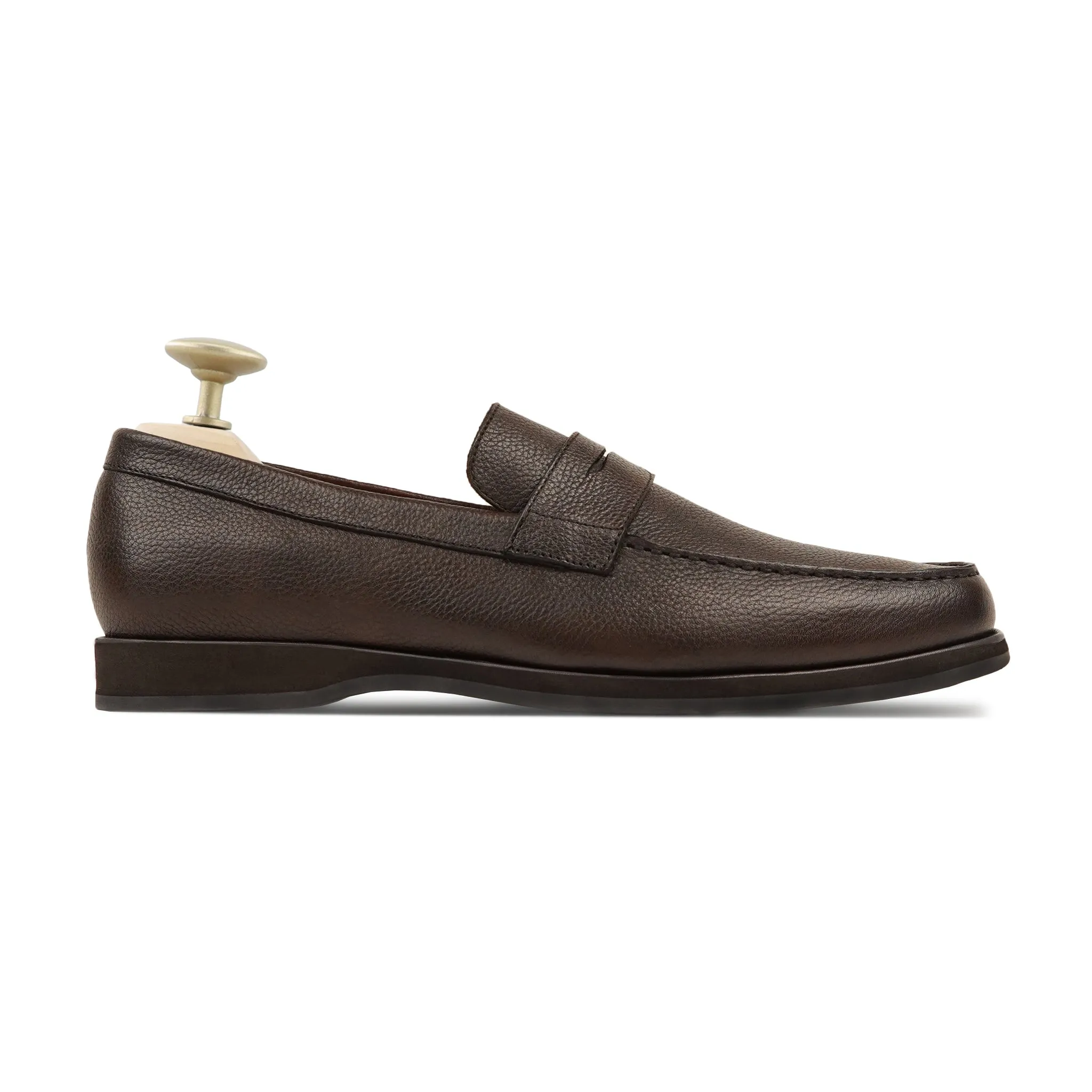 Asador - Men's Dark Brown Pebble Grain Leather Loafer
