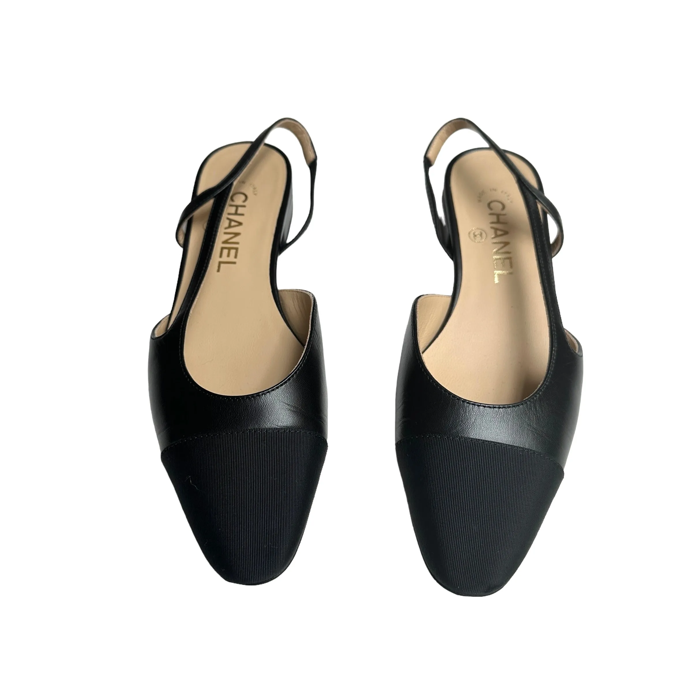 Black Grosgrain Slingbacks - 7