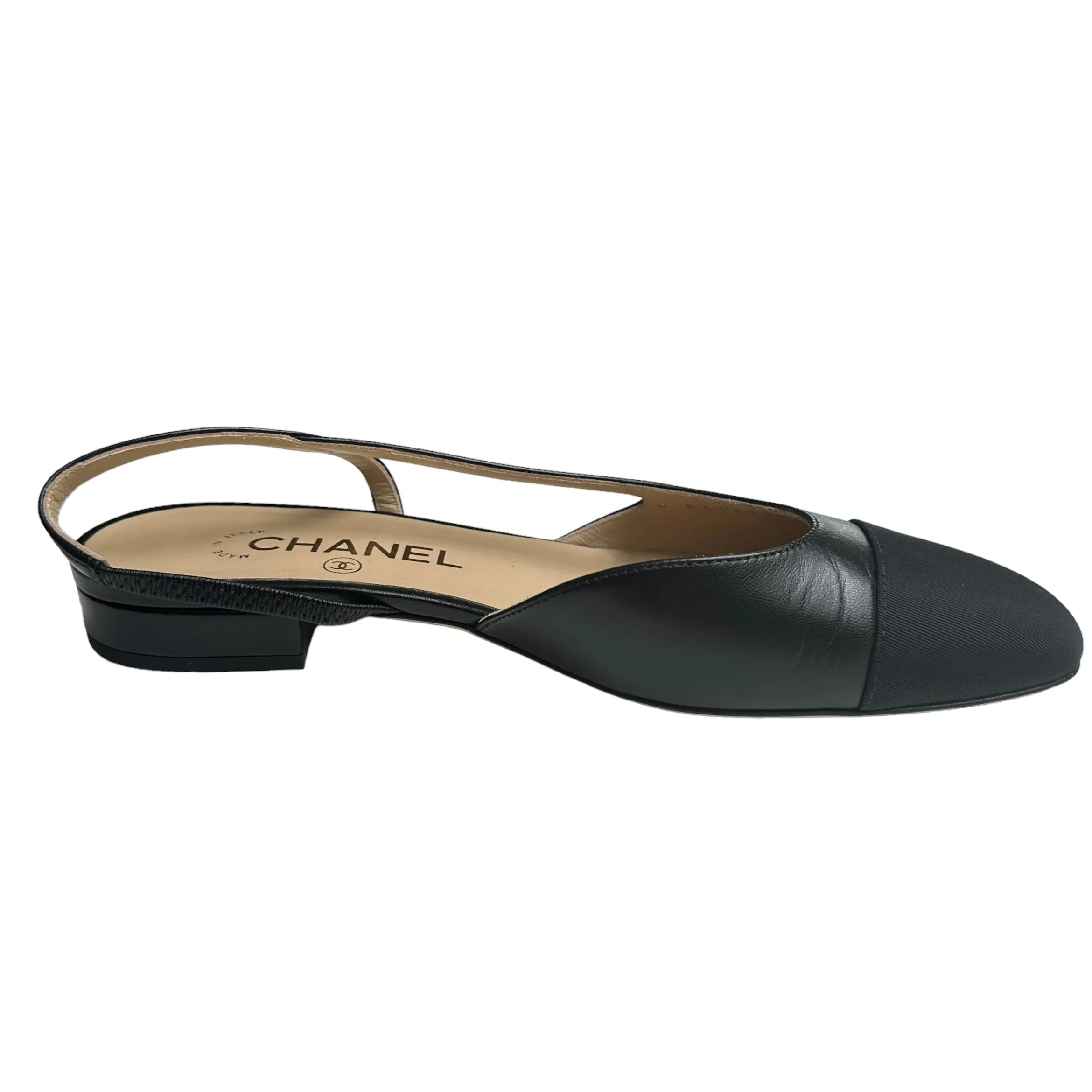 Black Grosgrain Slingbacks - 7