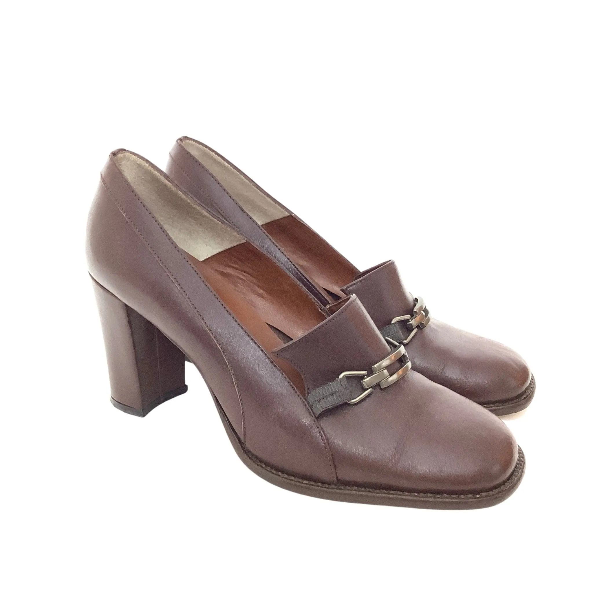 Brown Heeled Loafers