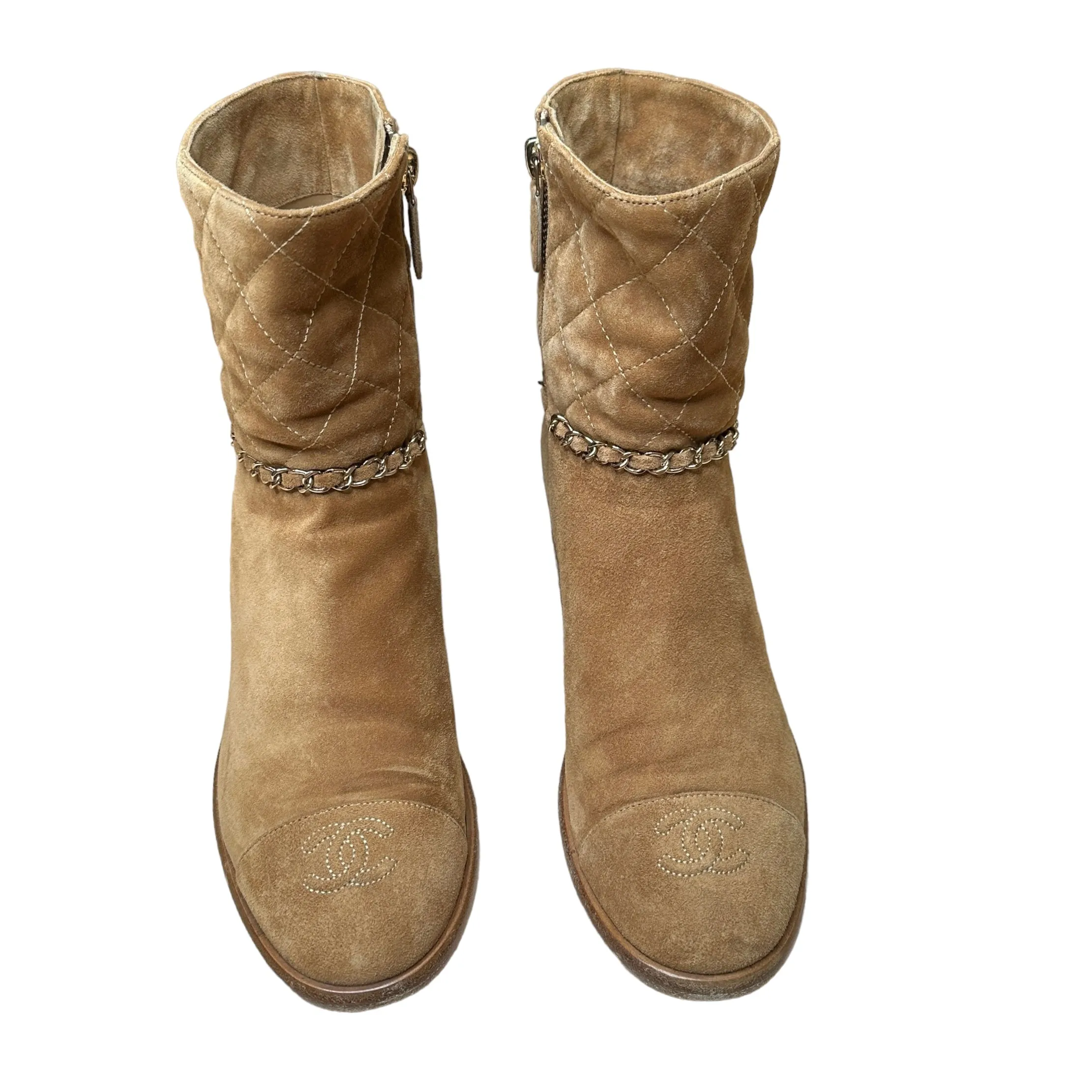 Brown Suede Logo Boots - 8
