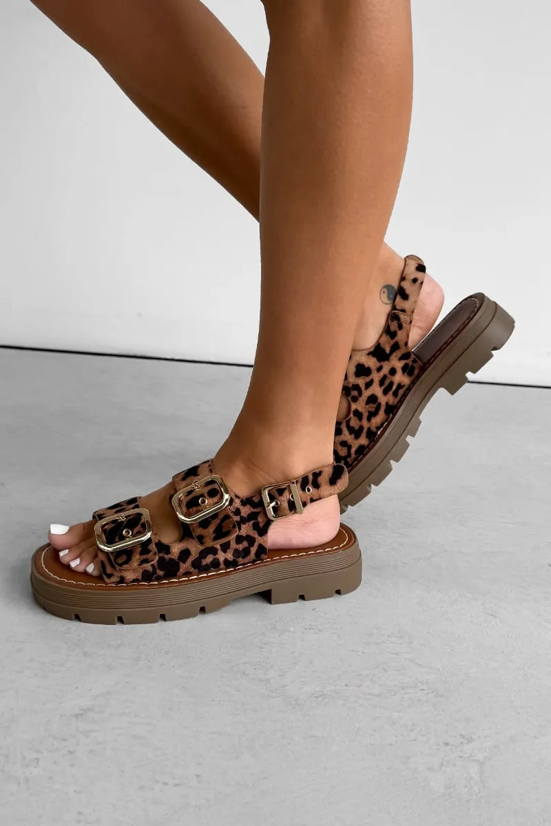 CHARLIE Chunky Buckle Sandals - Leopard