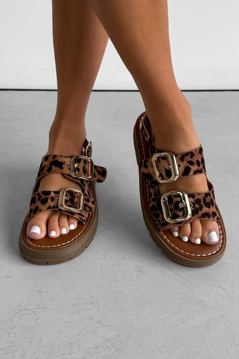 CHARLIE Chunky Buckle Sandals - Leopard
