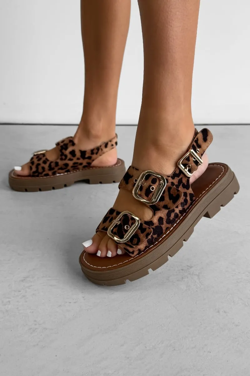 CHARLIE Chunky Buckle Sandals - Leopard