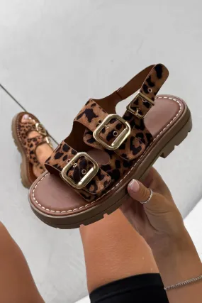 CHARLIE Chunky Buckle Sandals - Leopard