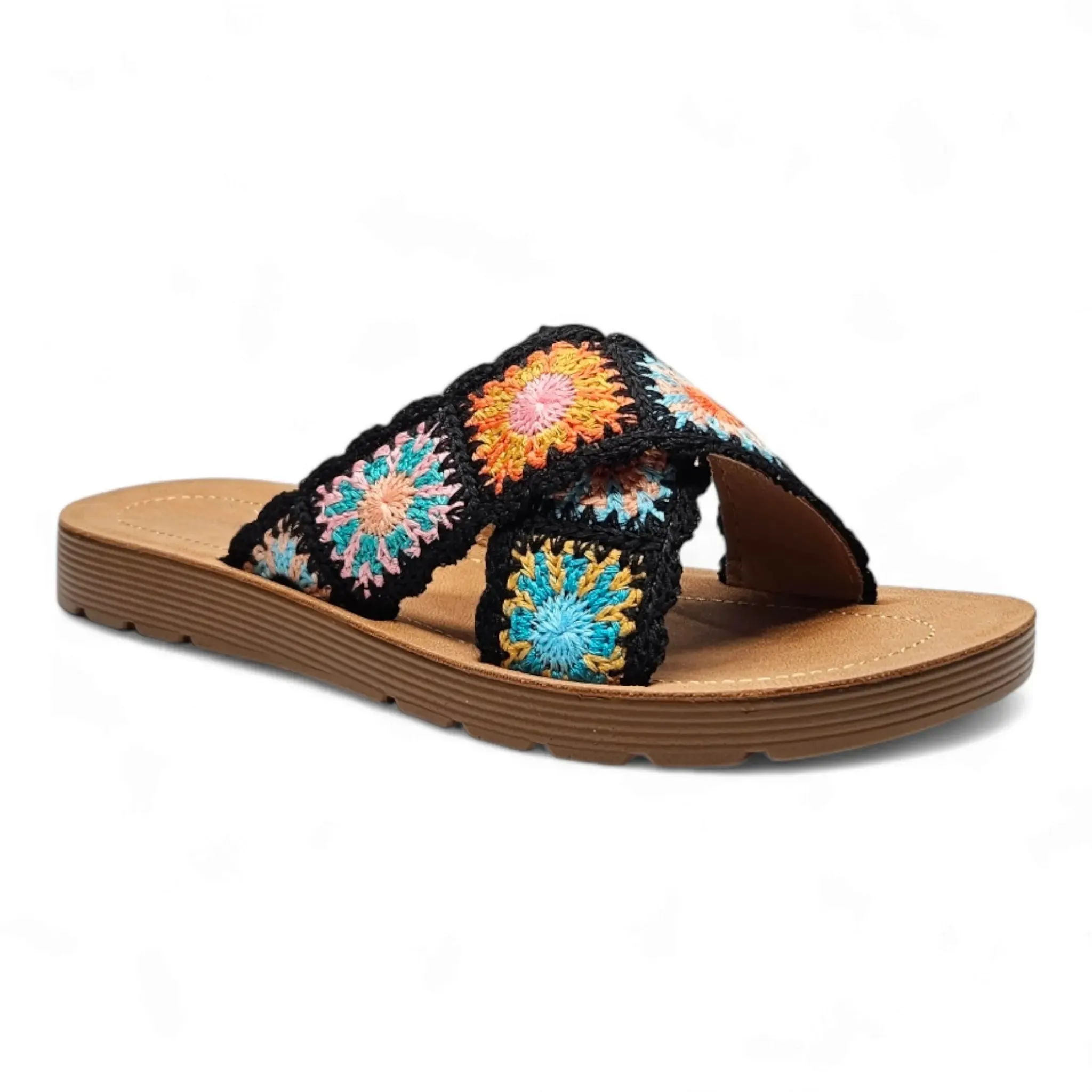 Criss Cross Crochet Slides