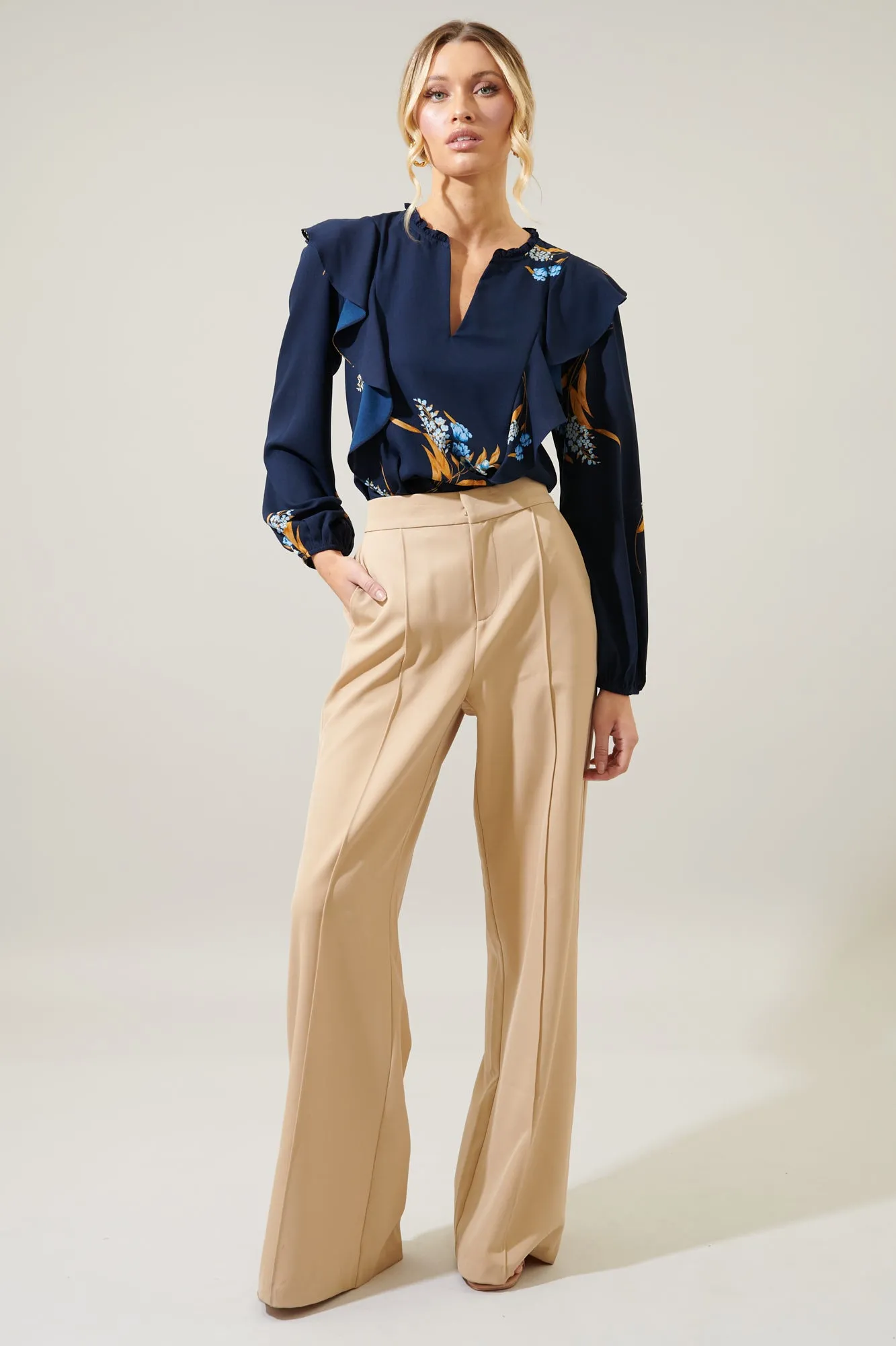 Dusk Bloom Floral Wilhem Ruffle Blouse