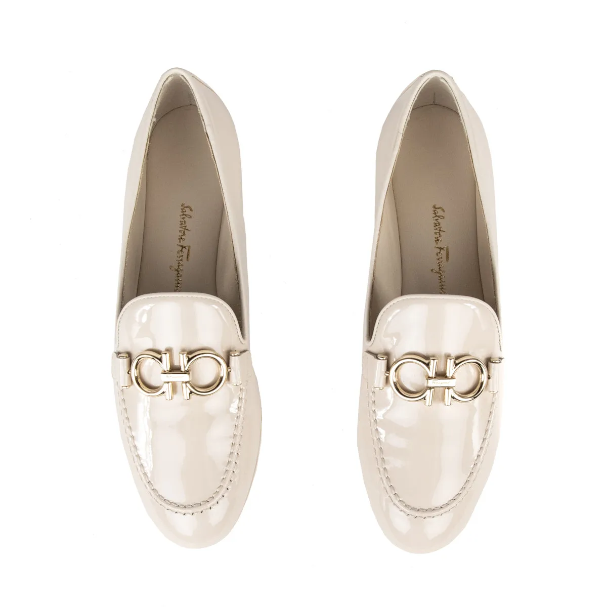 Ferragamo Bone Patent Trifoglio Loafers Size US 5 | IT 35.5