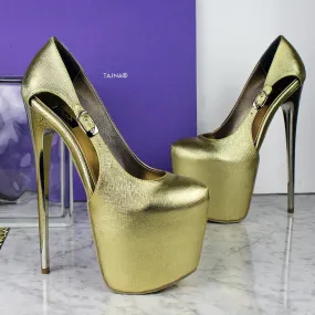 Gold Metallic Heels Side Decollette