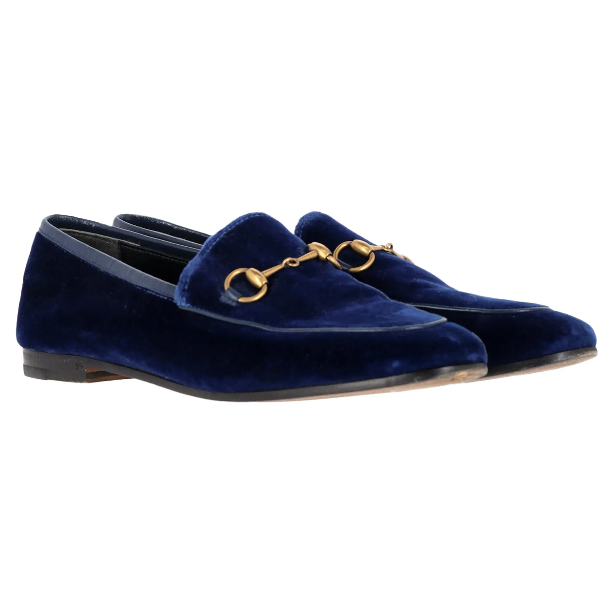 Gucci Jordaan Horsebit-Detailed Loafers in Blue Velvet