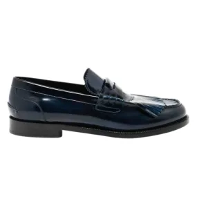 Handmade Custom Blue Patent Leather Women Moccassion