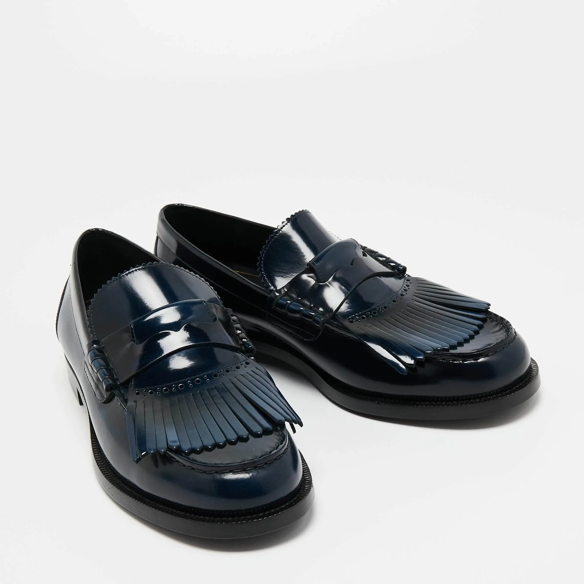 Handmade Custom Blue Patent Leather Women Moccassion