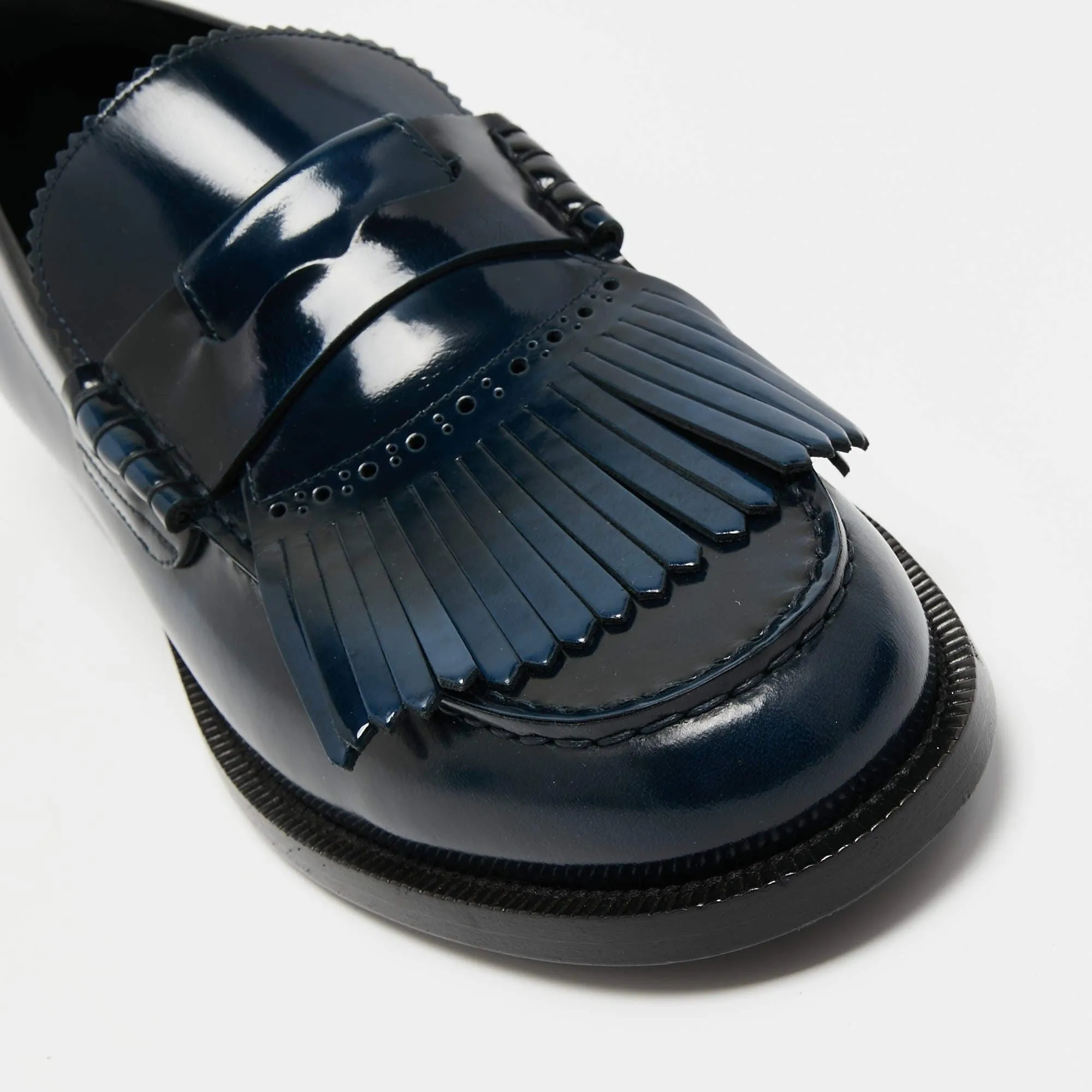 Handmade Custom Blue Patent Leather Women Moccassion