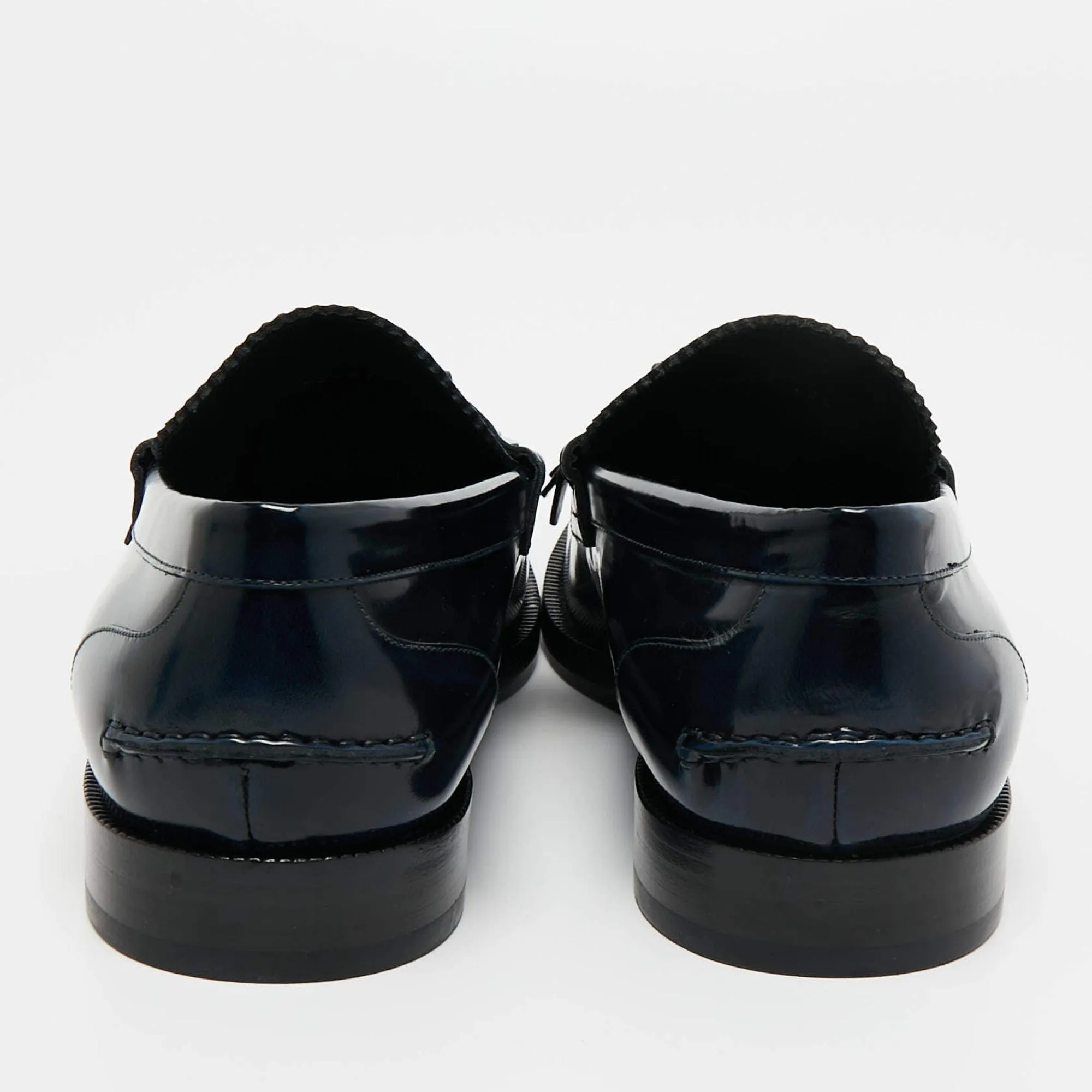 Handmade Custom Blue Patent Leather Women Moccassion