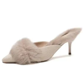 High Heels-Plush Heeled Slippers