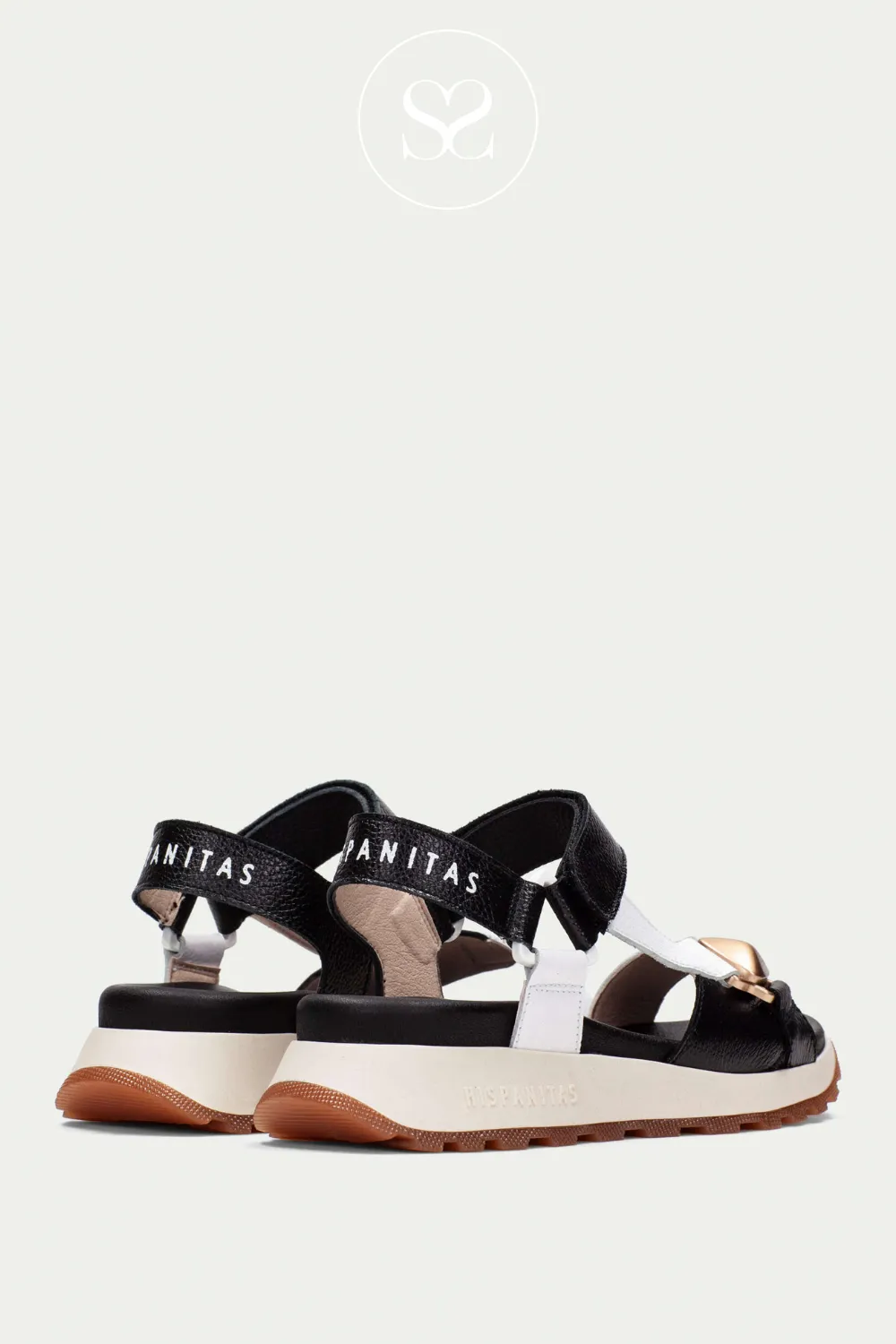 HISPANITAS CHV253896 BLACK CHUNKY LEATHER SUMMER SANDALS