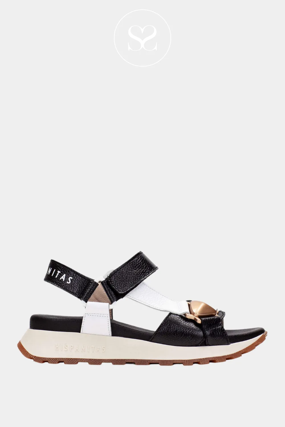 HISPANITAS CHV253896 BLACK CHUNKY LEATHER SUMMER SANDALS
