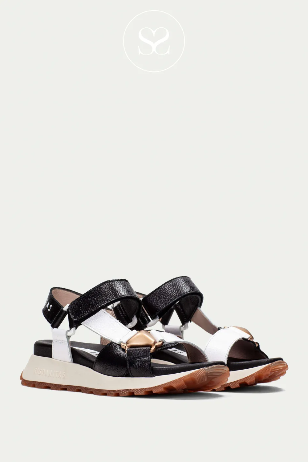 HISPANITAS CHV253896 BLACK CHUNKY LEATHER SUMMER SANDALS