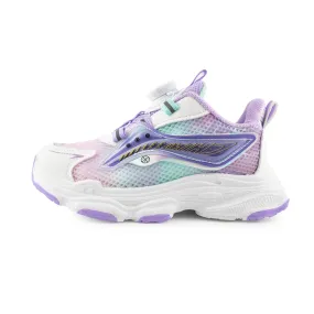 Kid's Rotary buckle Sneakers - Purple/White