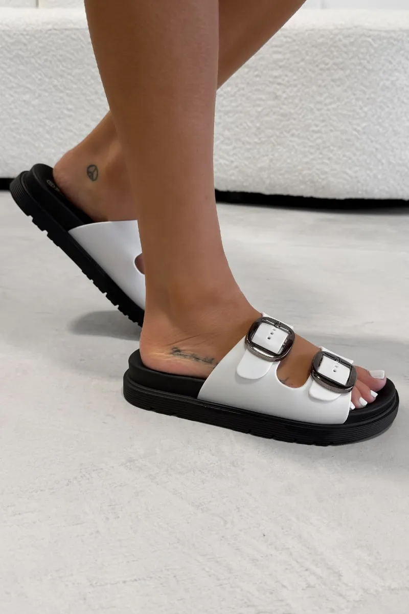 LEAH Chunky Buckle Sandals - White