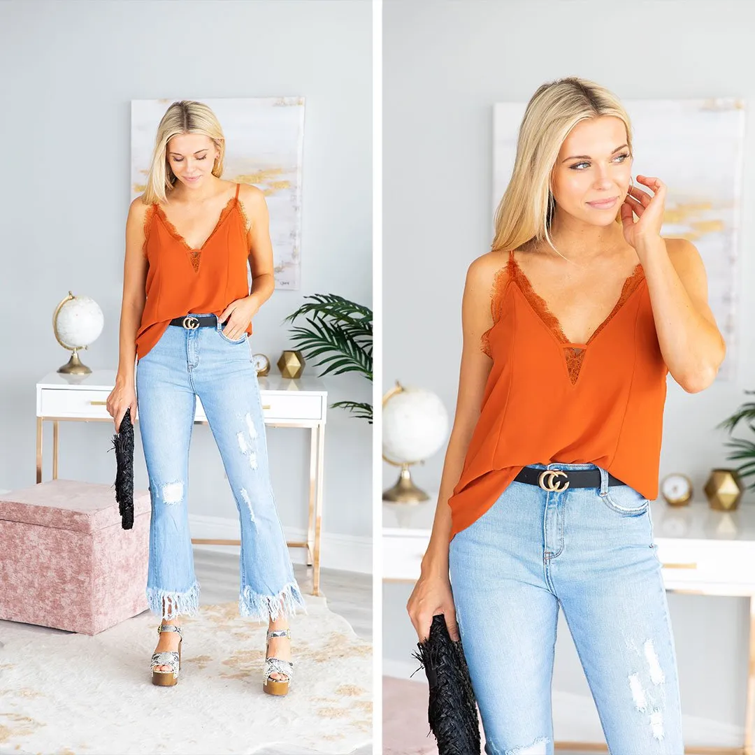 Lovely In Love Brick Orange Tank