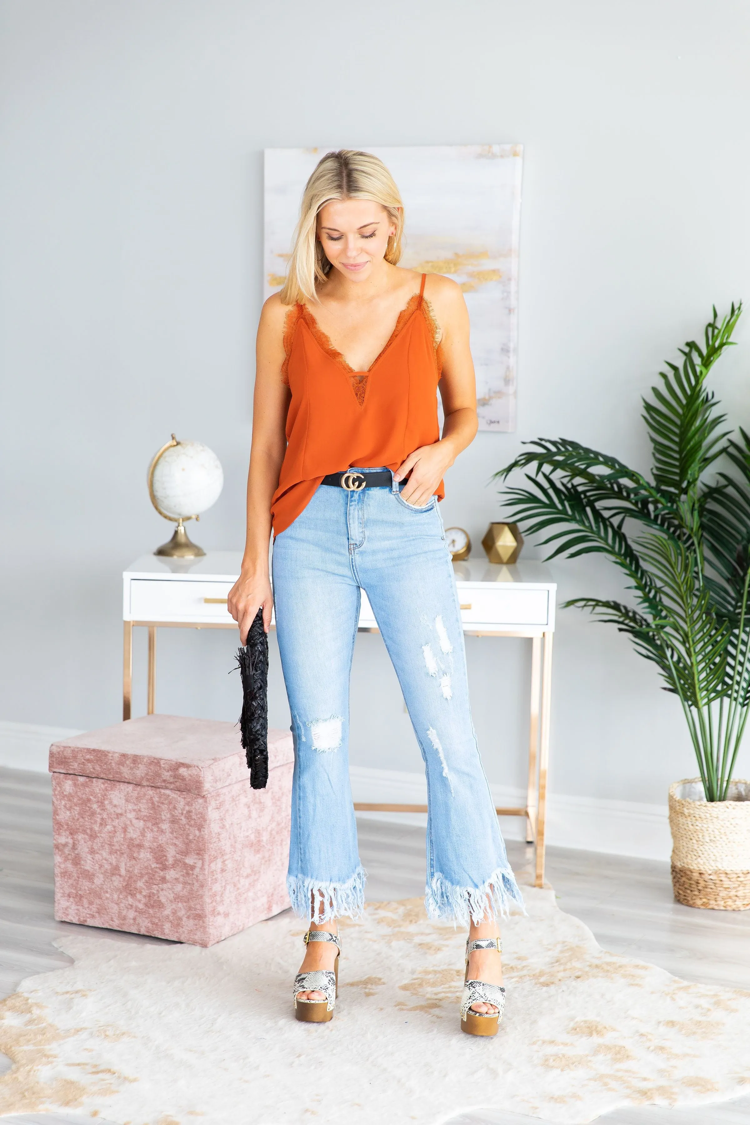 Lovely In Love Brick Orange Tank