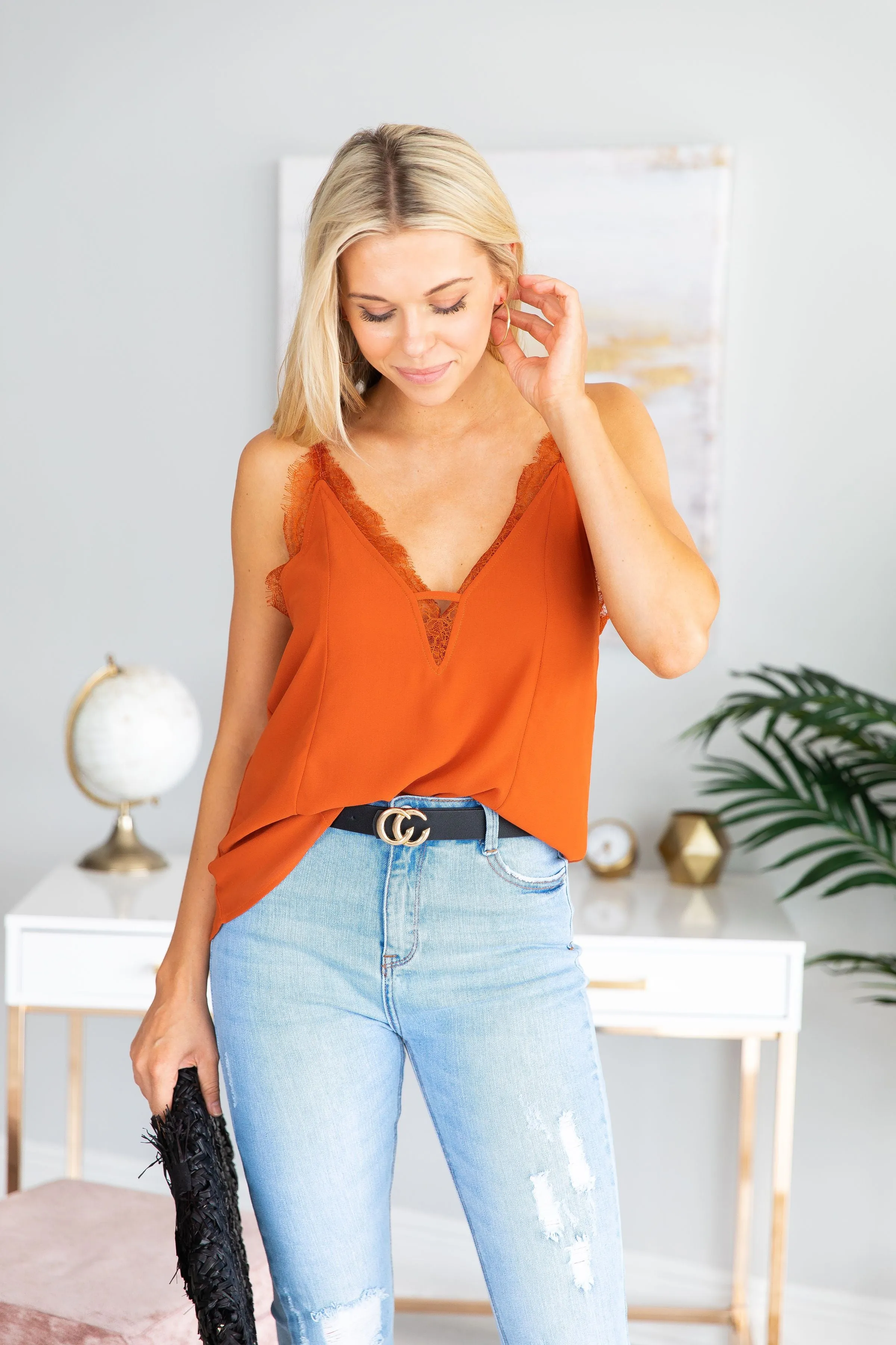 Lovely In Love Brick Orange Tank