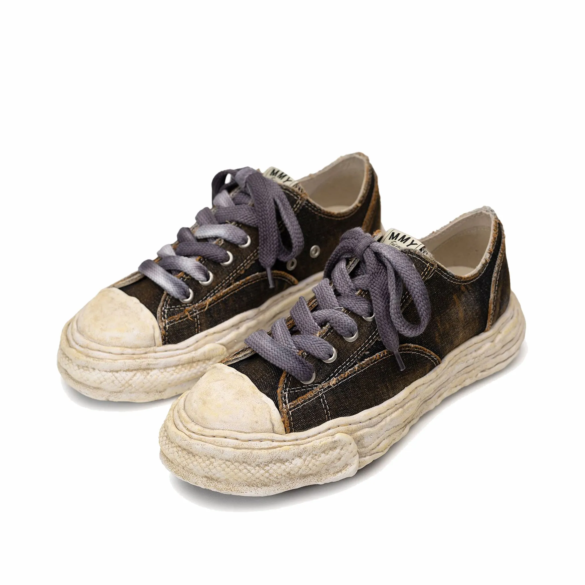 Maison MIHARA YASUHIRO "PETERSON23" OG Sole Washed Denim Low-Top Sneaker (Black)