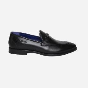 Masabih Genuine Milled Leather Black Loafer Slipon Shoes for Men
