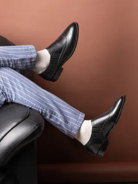 Men Black Solid Brogue Formal Loafers