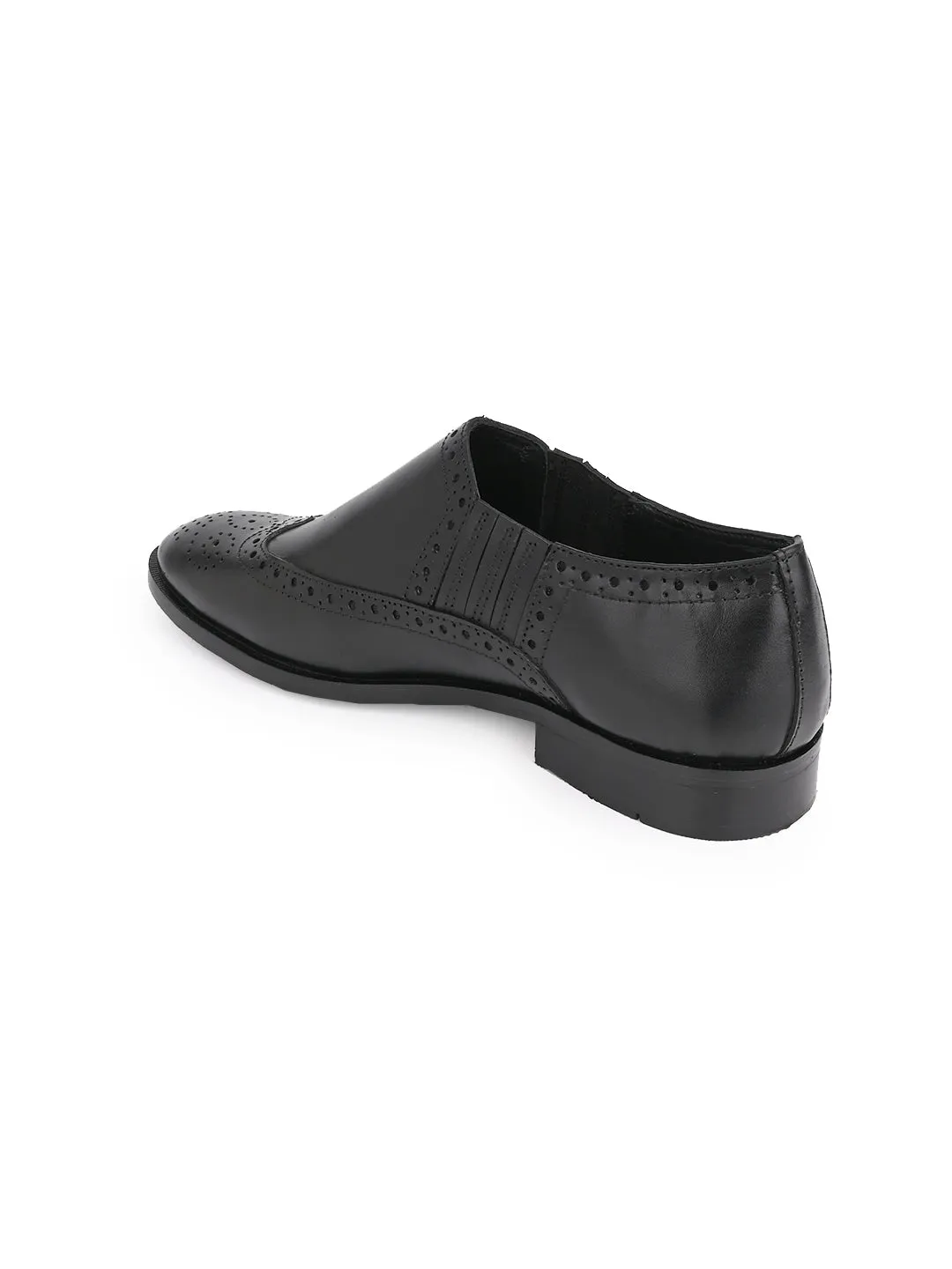 Men Black Solid Brogue Formal Loafers