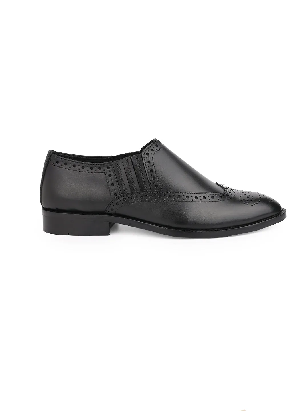 Men Black Solid Brogue Formal Loafers