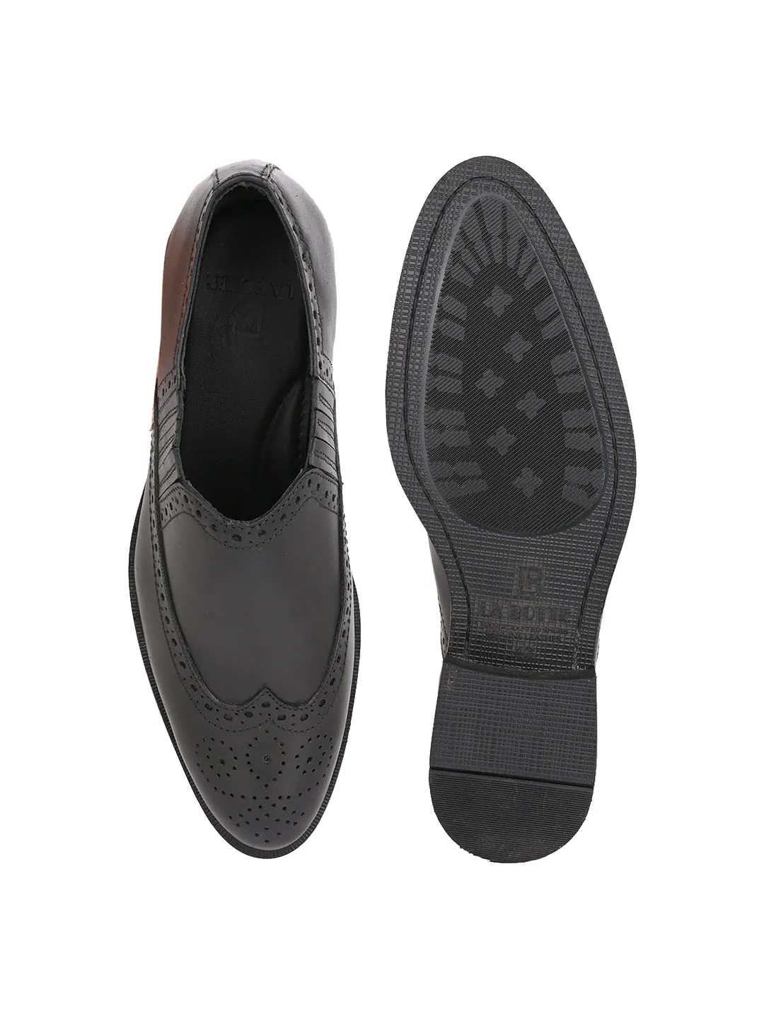 Men Black Solid Brogue Formal Loafers