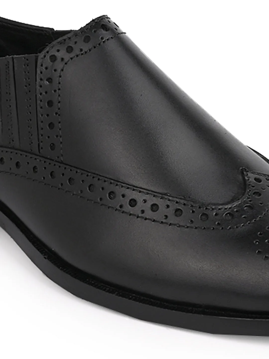 Men Black Solid Brogue Formal Loafers