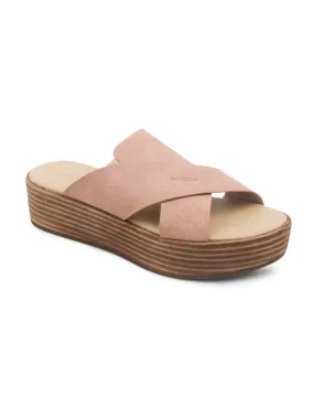 Nude Cross Strap Flatform Sandals