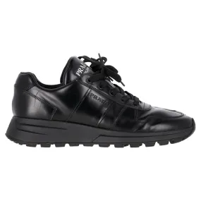 Prada Prax 01 Lace-Up Low-Top Sneakers in Black Calfskin Leather
