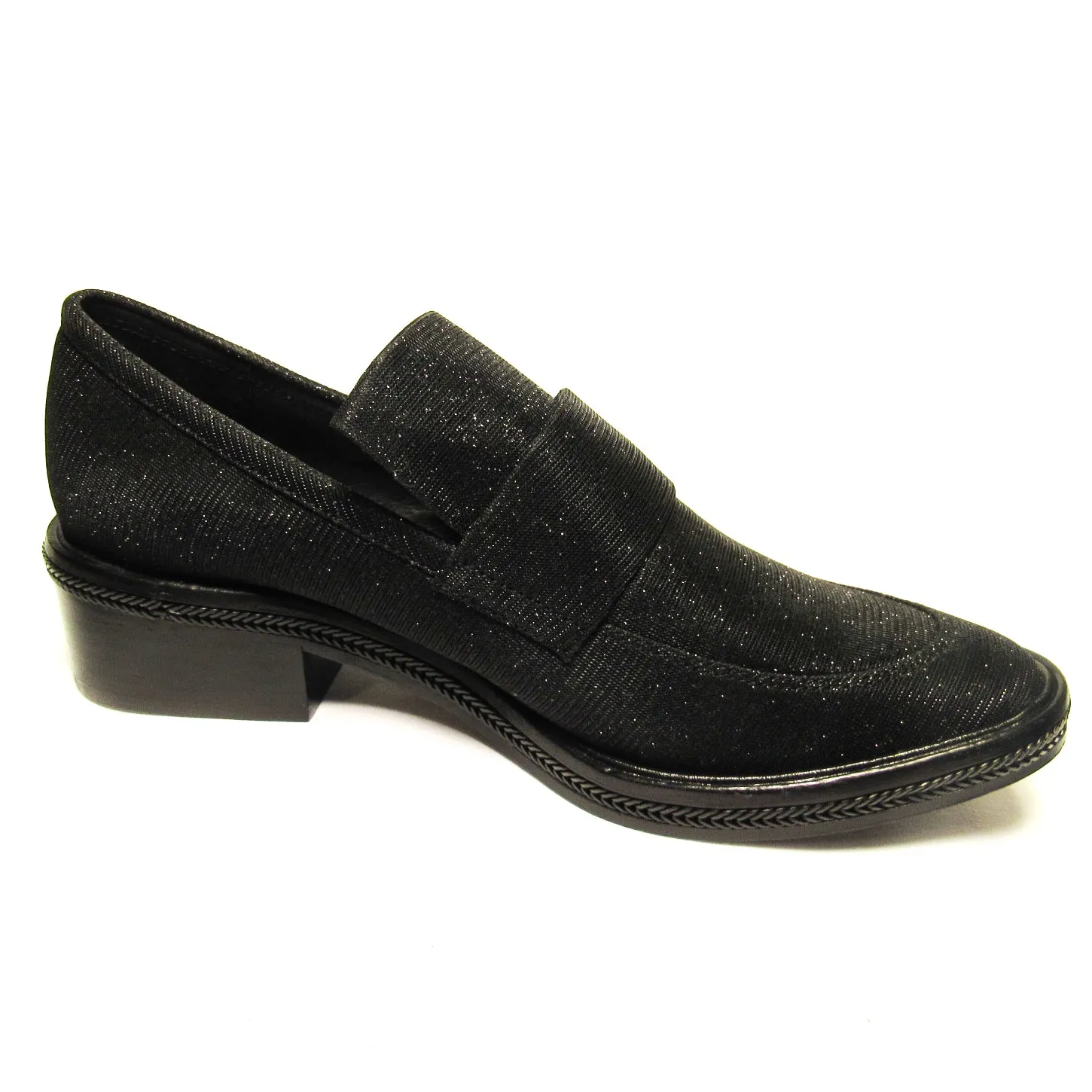 Rachel Zoe Brody Heeled Glitter Fabric Loafers