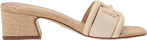 Sam Edelman Waylon Modern Ivory Slip On Squared Open Toe Low Block Heel Sandals