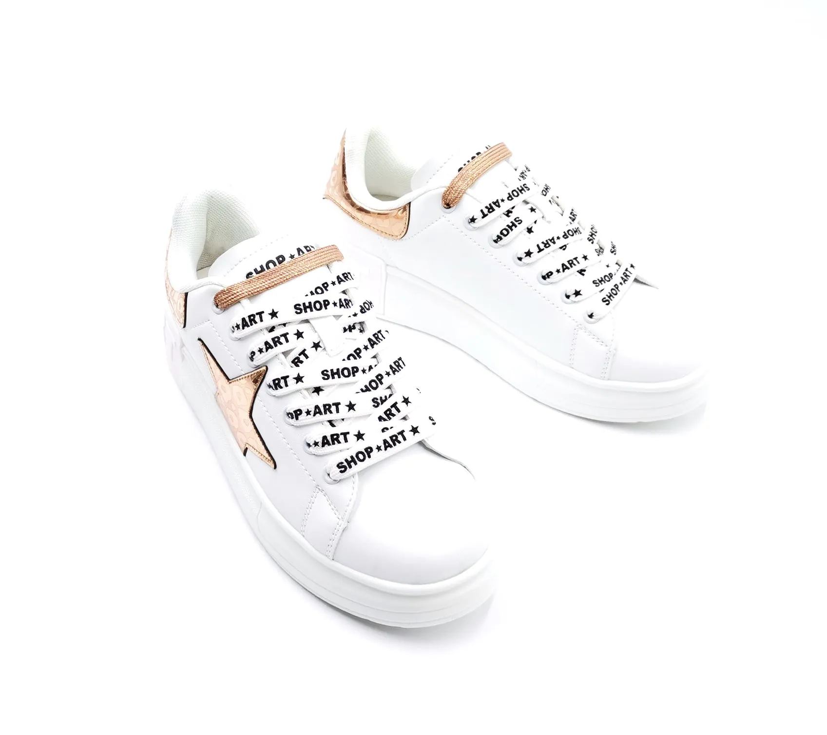 Shop Art Donna Scarpa Sneakers Kim Bianco e Oro SASS230210