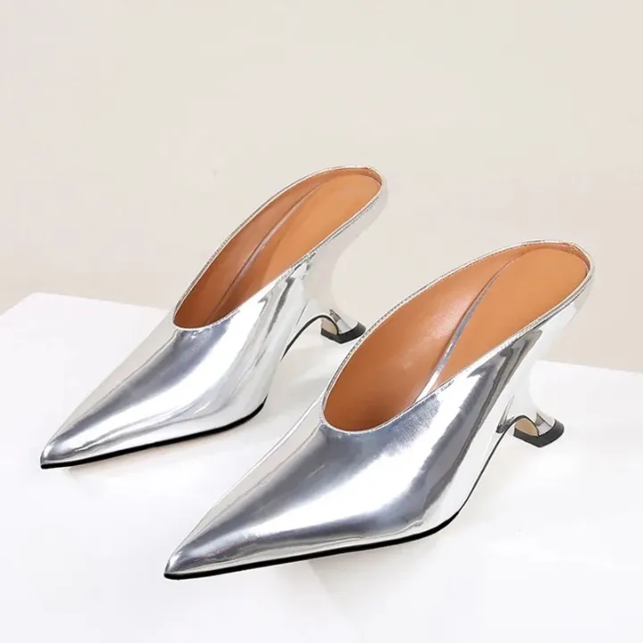 Viola Pointed Toe Tulip Mule Pumps