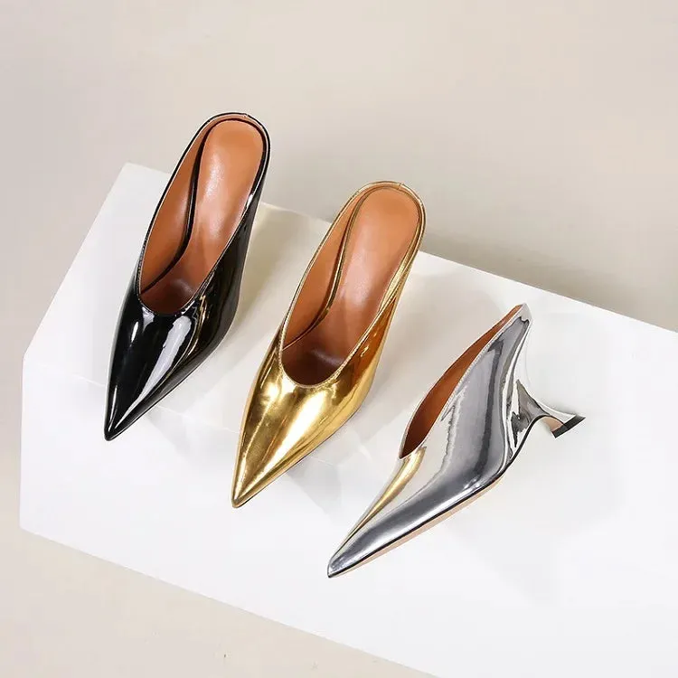 Viola Pointed Toe Tulip Mule Pumps