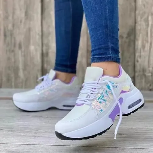 Women's Vulcanized Wedge Sneakers, Thick Sole, Breathable, Casual, Outdoor