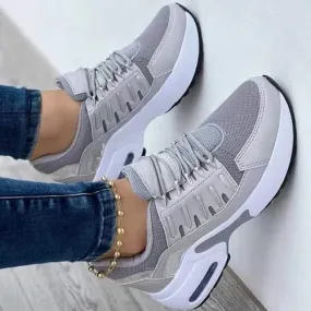 Women's Vulcanized Wedge Sneakers, Thick Sole, Breathable, Casual, Outdoor
