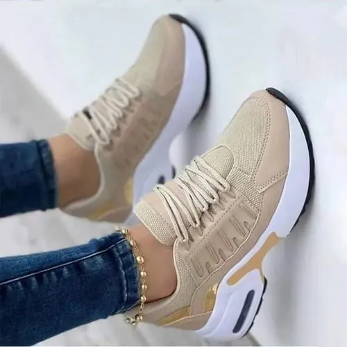 Women's Vulcanized Wedge Sneakers, Thick Sole, Breathable, Casual, Outdoor