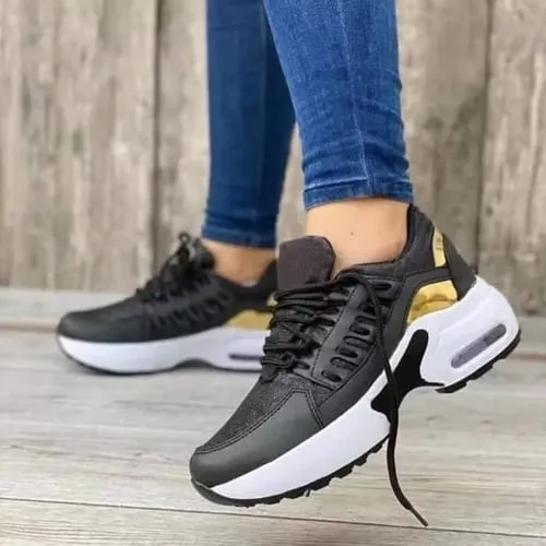 Women's Vulcanized Wedge Sneakers, Thick Sole, Breathable, Casual, Outdoor